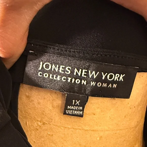 Jones New York Black Drape Neck Blouse - Picture 3 of 5
